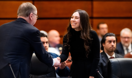 Two people shaking hands 