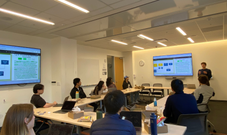 Ben Hyams, MS2, presents his research, “Large Language Models (LLMs) for Acute Hospitalization Risk Prediction During Radiation Therapy,” during the 2024 Summer Explore Symposium in December 2024